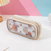 Capybara 3 Tier Pencil Case with Transparent Surface Light Brown