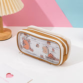 Capybara 3 Tier Pencil Case with Transparent Surface Dark Brown