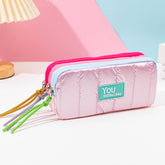 3 Compartment Puffy Pencil Case Baby Pink