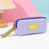 3 Compartment Puffy Pencil Case Bubblegum Purple