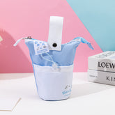 Bucket Pencil Case With Wrist Handle Baby Blue