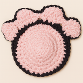 Handmade Pink / Black Crochet Paw Coaster