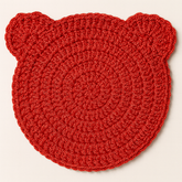 Handmade Red Crochet Bear Coaster