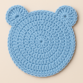 Handmade Light Blue Crochet Bear Coaster