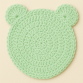 Handmade Light Green Crochet Bear Coaster