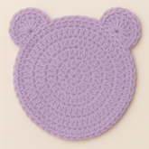 Handmade Purple Crochet Bear Coaster