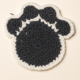 Handmade Grey / White Crochet Paw Coaster