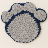 Handmade Grey / Blue Crochet Paw Coaster