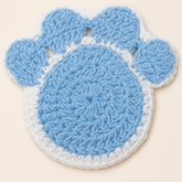 Handmade Light Blue / White Crochet Paw Coaster
