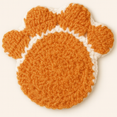 Handmade Orange / White Crochet Paw Coaster
