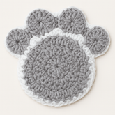 Handmade Gray / White Crochet Paw Coaster