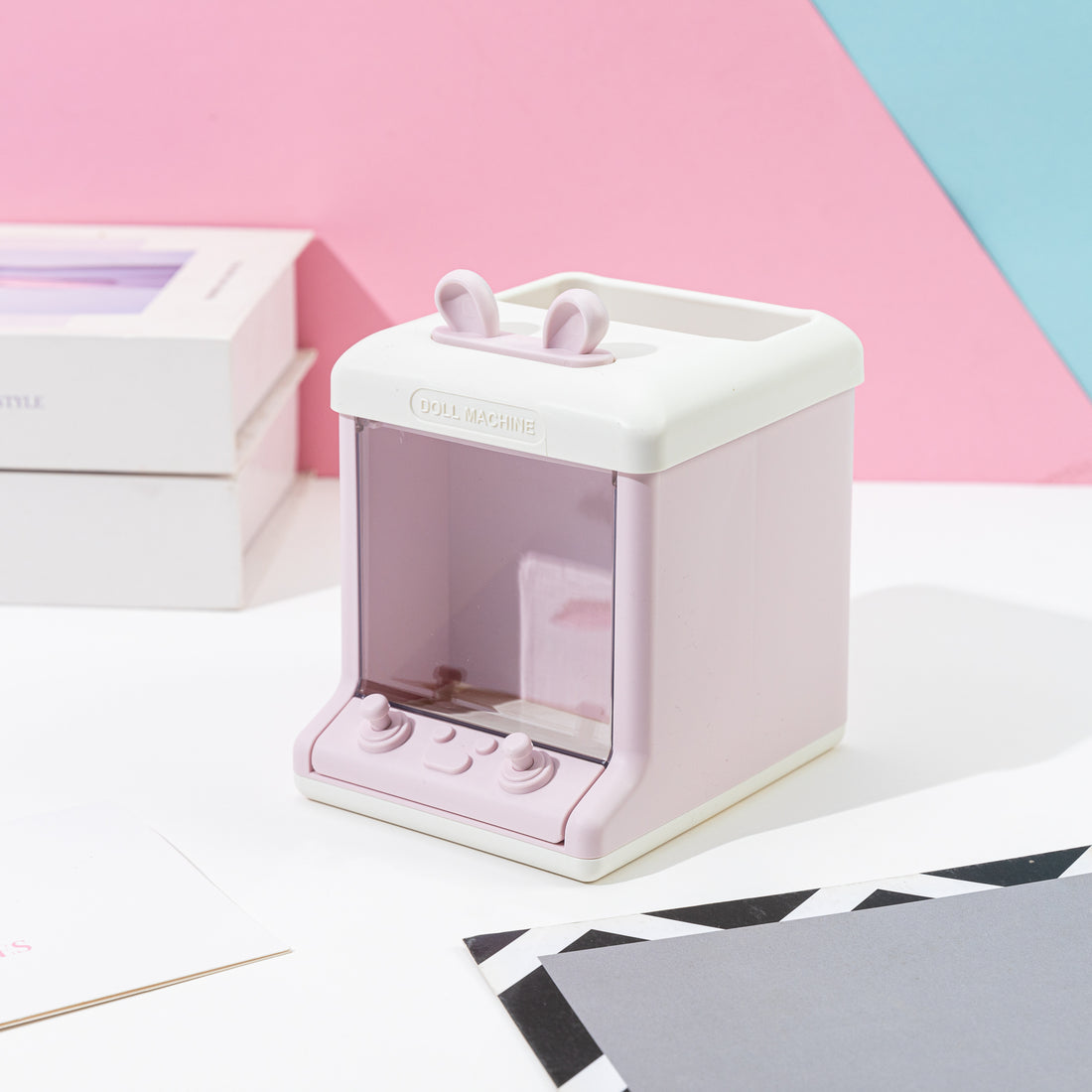 Rabbit Claw Machine Designed Pen Holder Baby Pink