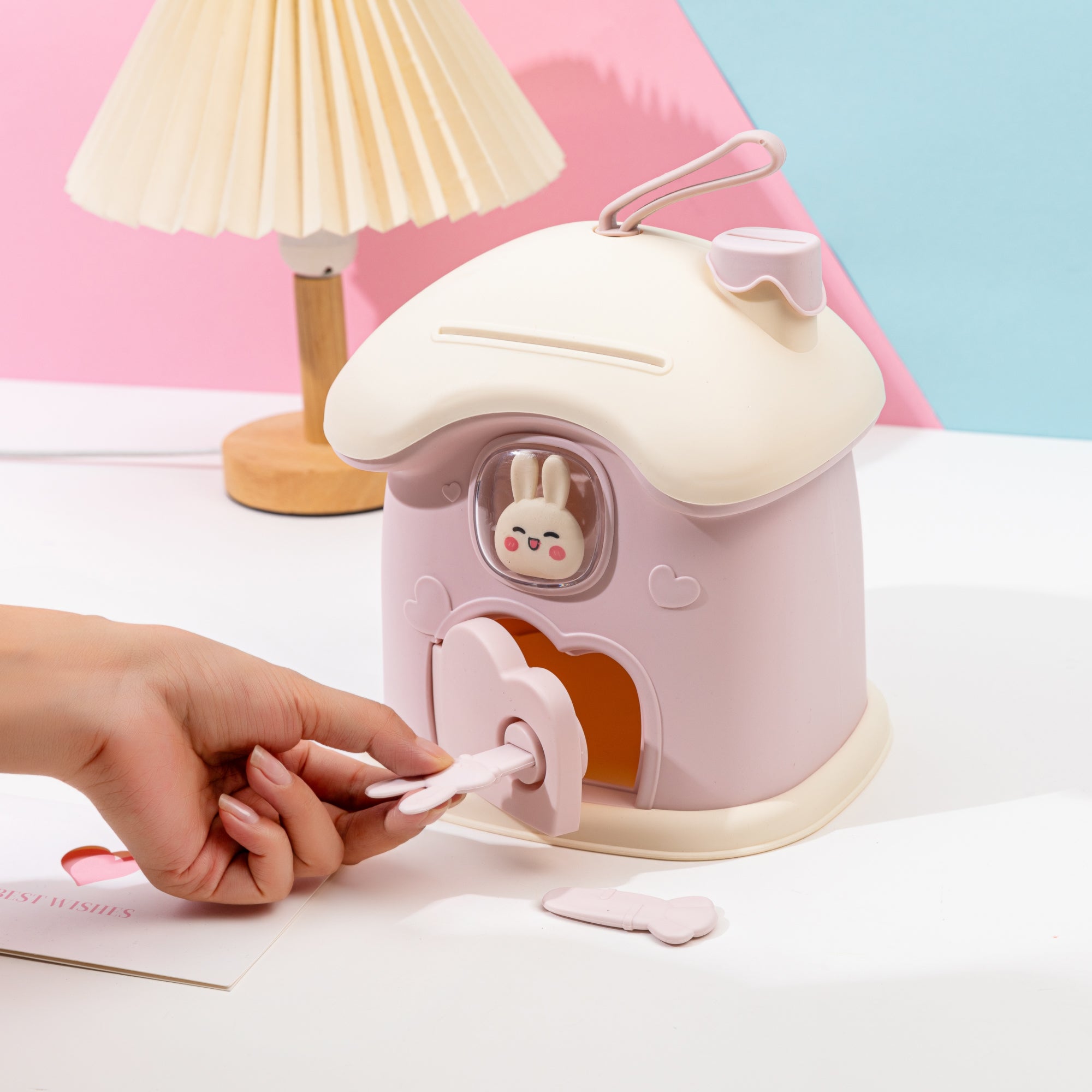 Sooty Rabbit Money Box Rabbit House Money Box Baby Pink