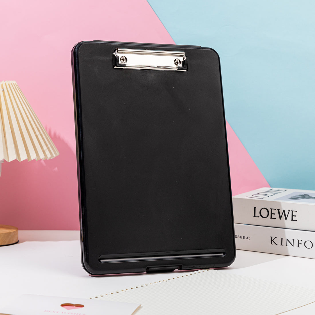 Paper Organiser File with Board Clip Black