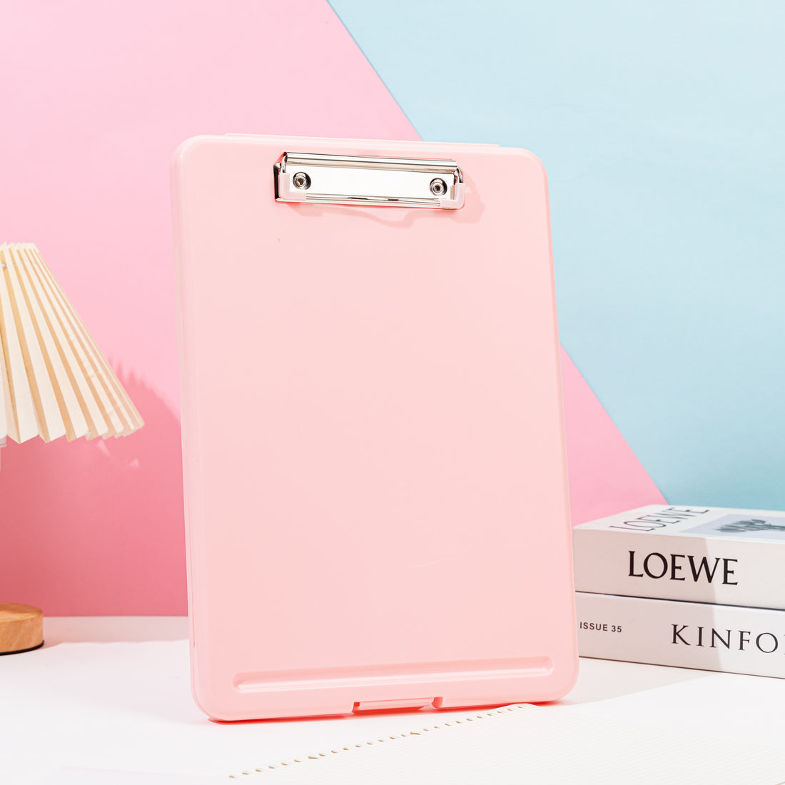 Paper Organiser File with Board Clip Pink