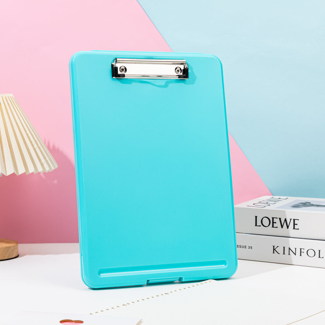 Paper Organiser File with Board Clip Blue