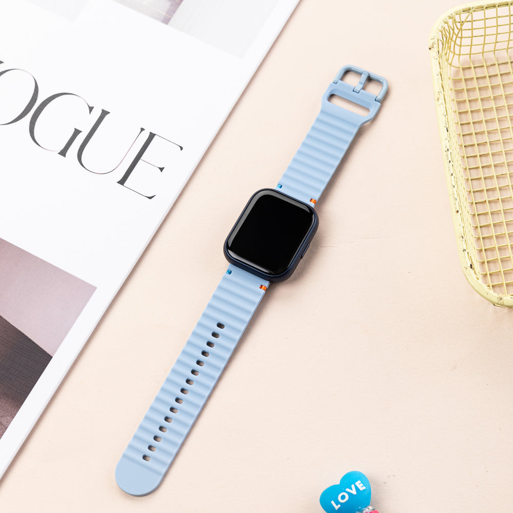 Smart Buddy Watch Gen 6 Soft Silicone Wave Strap Sports Band Baby Blue