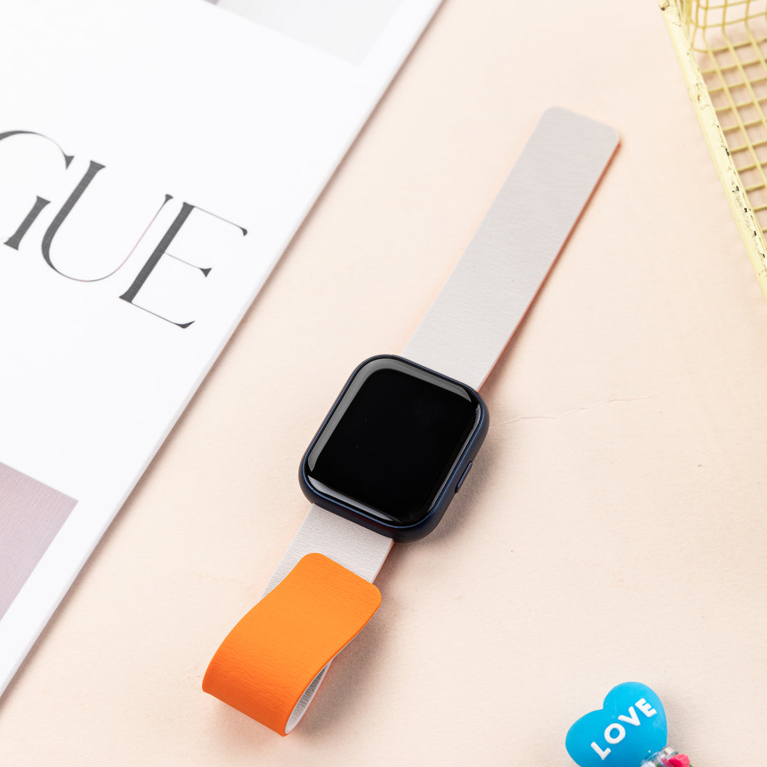 Smart Buddy Watch Gen 6 Soft Touch Magnetic Strap Starlight and Orange