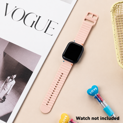 Smart Buddy Watch Gen 6 Soft Silicone Wave Strap Sports Band Pink